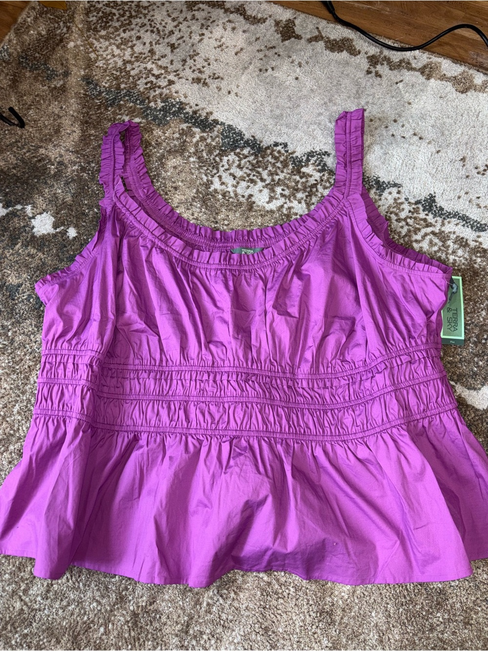 NWT Terra & Sky Purple Ruffle Tank Top Size 4X